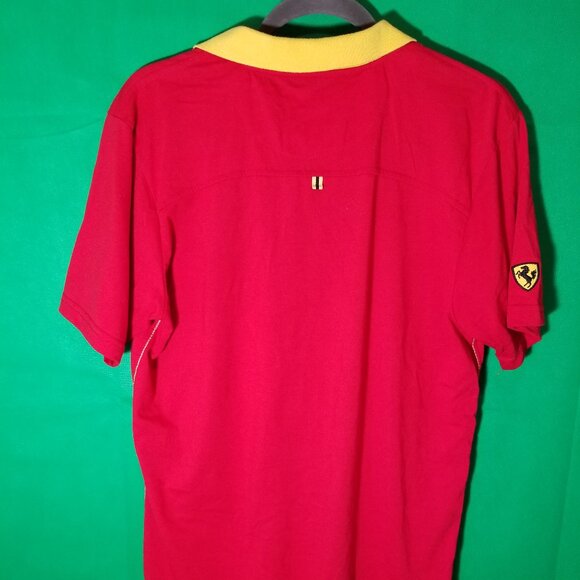 Polo Franky Max Red Yellow Ferrari Pit Crew Rugby Men Large Preppy - Picture 3 of 10